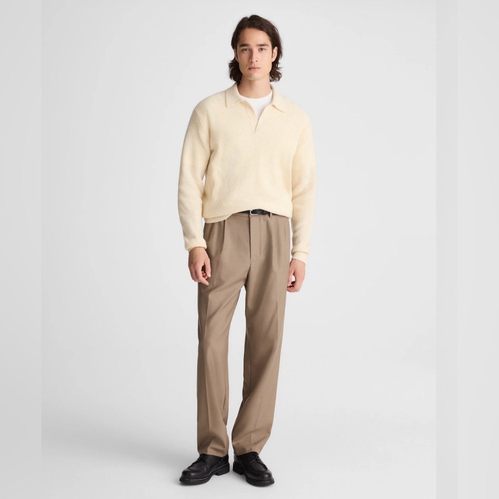Madewell Johnny-Collar Sweater Polo in Heritage Merino Wool Size Medium NWT